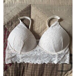 Victoria’s Secret PINK Wear Everywhere Lace Push-Up Bralette White Large